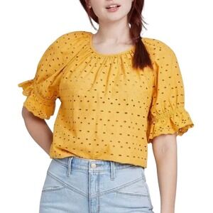 Universal Thread Yellow Ruffled Puff Sleeve Blouse